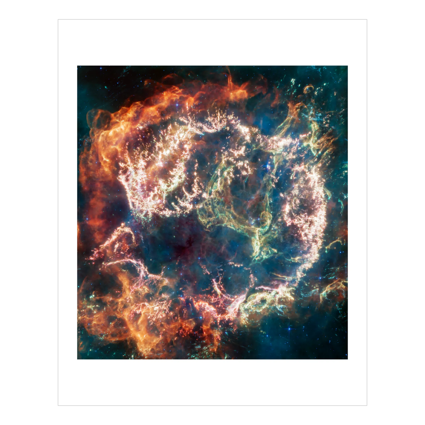 Remnants of a Supernova in Cassiopeia A (MIRI image)