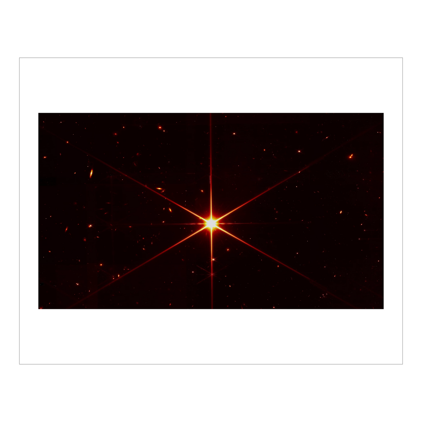 Webb mirror alignment test image, using the NIRCam, primarily depicting the star 2MASS J17554042+6551277.