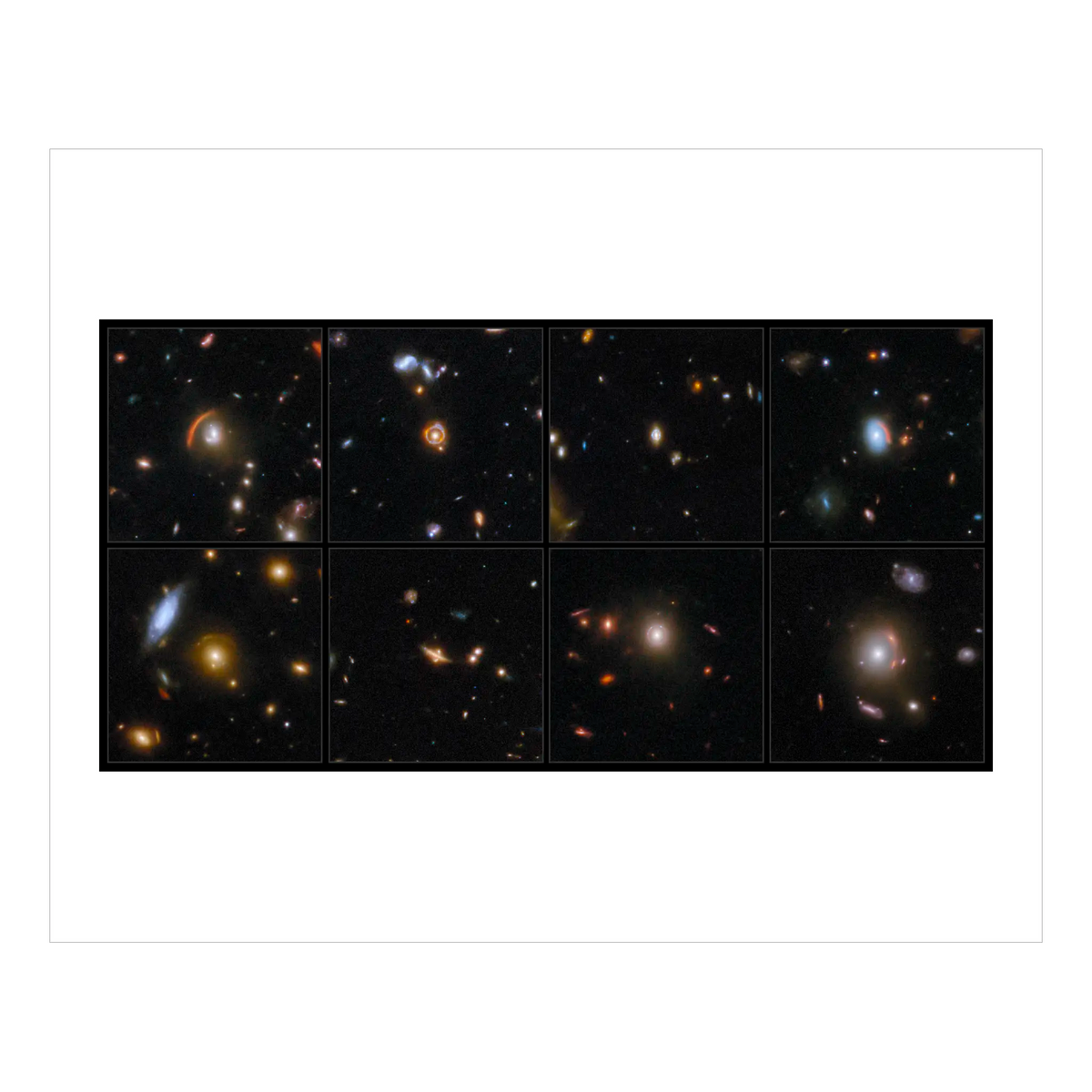 Cosmic Lenses - Eight Galaxies Warped by Gravity