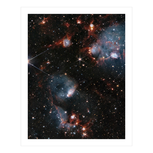 Star Cluster Duo of NGC 460 and NGC 456 (Webb & Hubble composite) - section