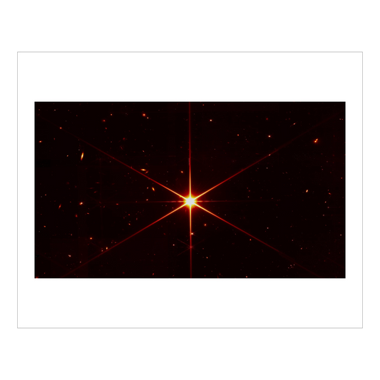 Webb mirror alignment test image, using the NIRCam, primarily depicting the star 2MASS J17554042+6551277.